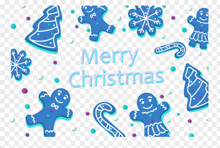 Blue Christmas Cookies Festive Elements Tree Pattern PNG