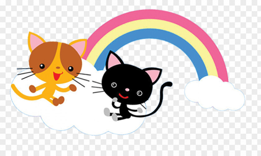Kitty,rainbow,Hand Painted Kitten Cat Drawing PNG