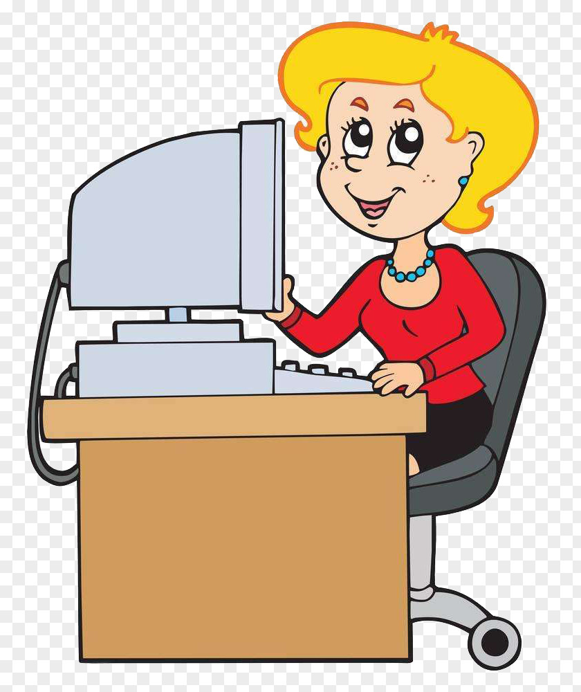 Computer Secretary Cartoon Royalty-free Clip Art PNG