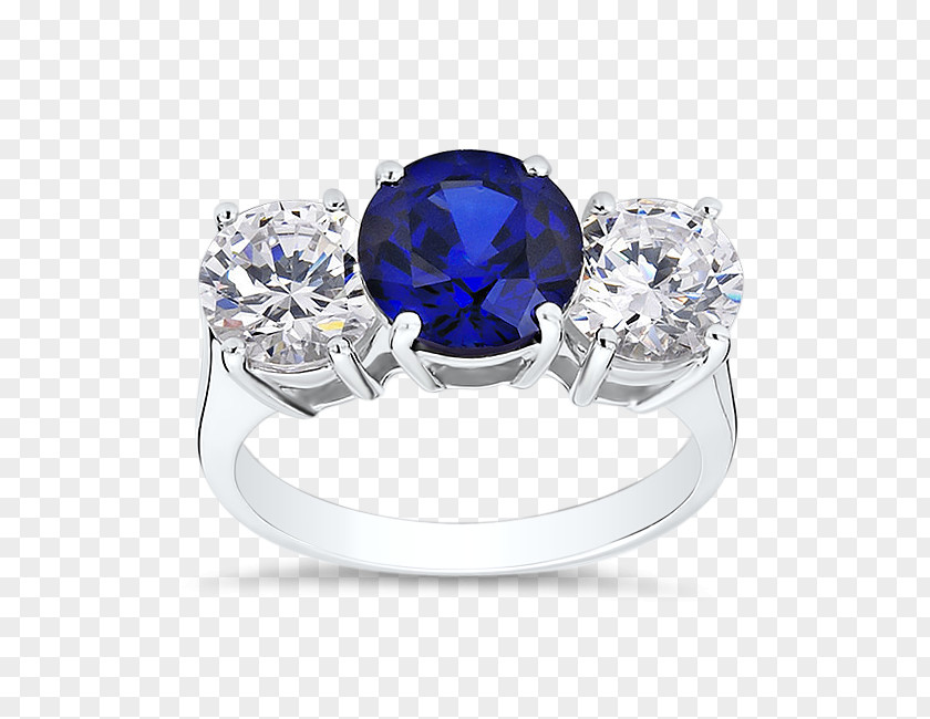 Cubic Zirconia Sapphire Engagement Ring Wedding PNG