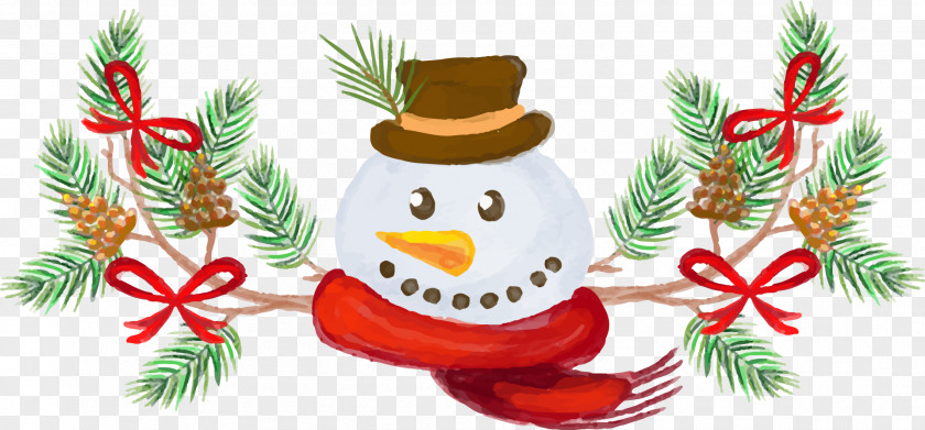 Vector Painted Snowman Watercolor Painting Clip Art PNG