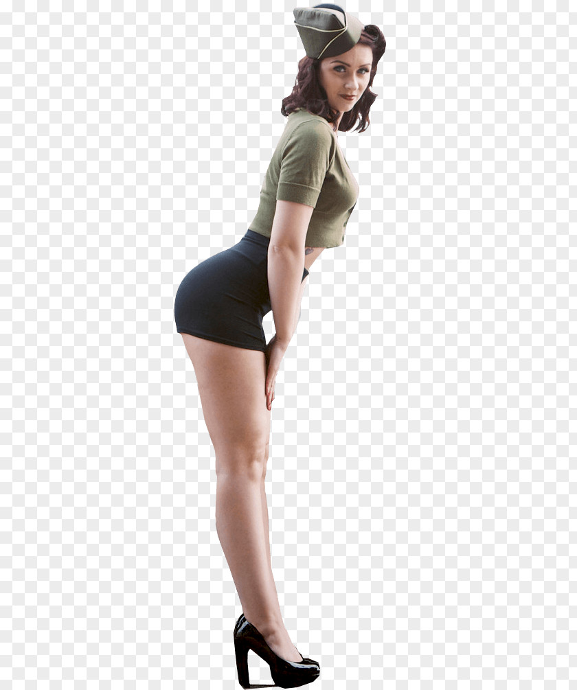 Ww2 Pinup Woman PNG Woman, woman wearing green crop top and miniskirt clipart PNG