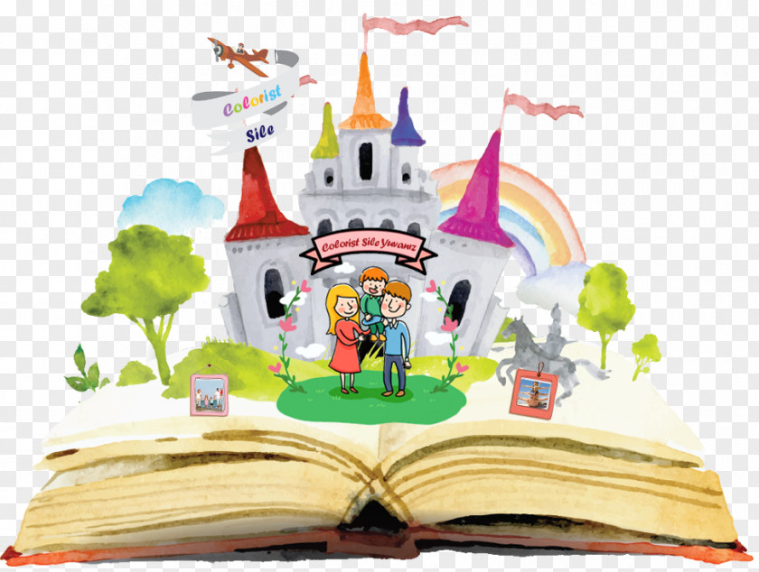 Children Reading Watercolor Painting Book PNG