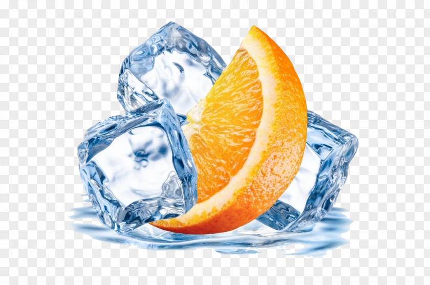 Orange And Ice Cubes Juice Cube PNG
