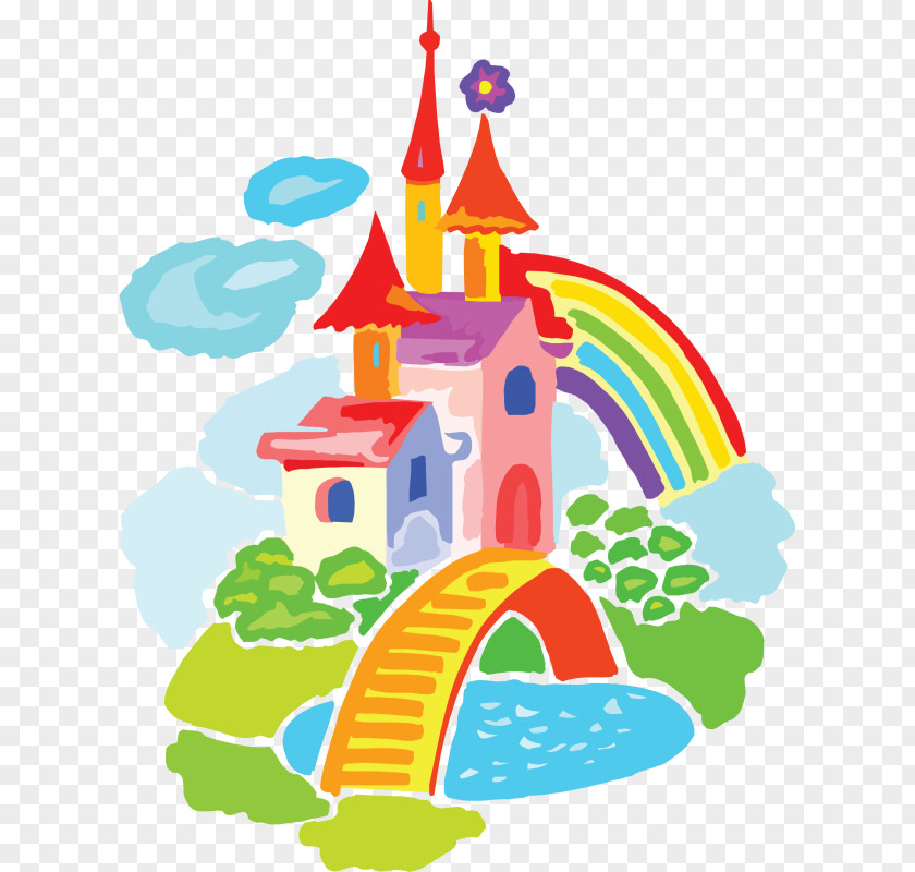 Rainbow Castle Drawing Clip Art PNG