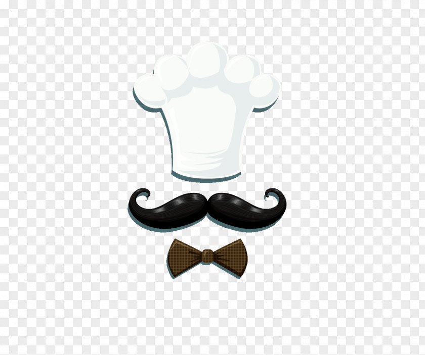Chef Hat Beard Tie Glasses Pattern PNG