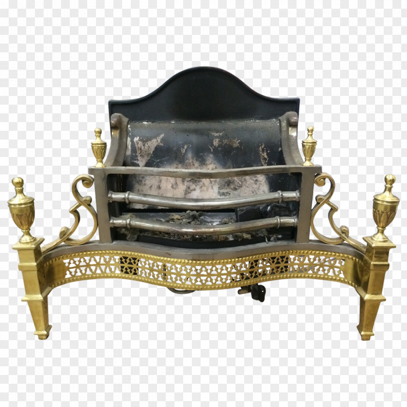 Coal Antique Brass Furniture 19th Century PNG