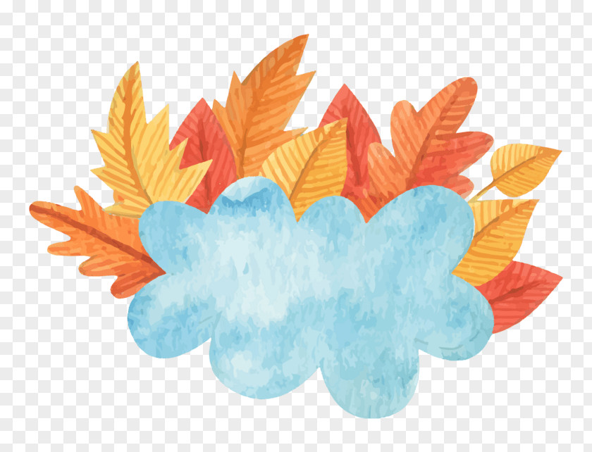 Compact Watercolor Autumn Leaves Painting Image PNG