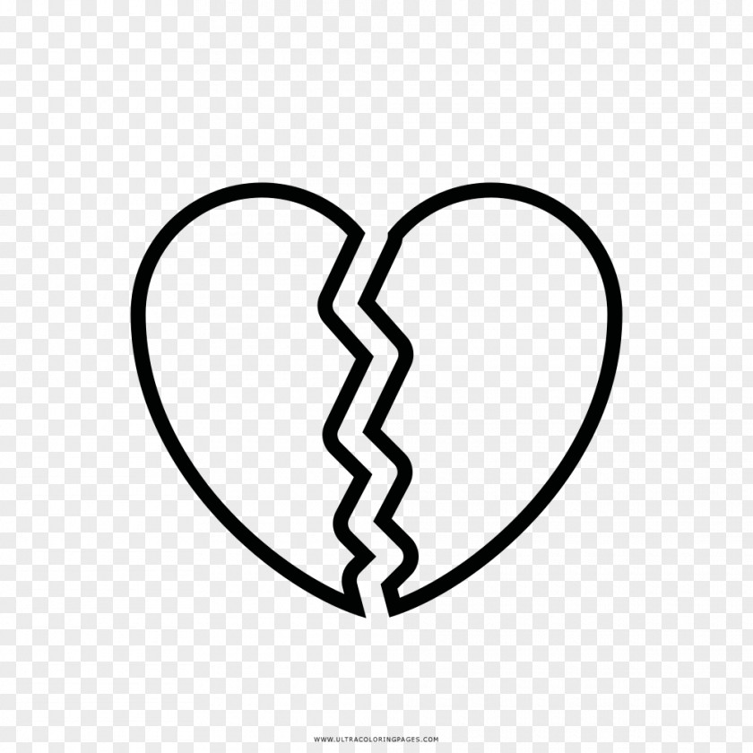 Heart Drawing Broken Coração Partido Coloring Book PNG