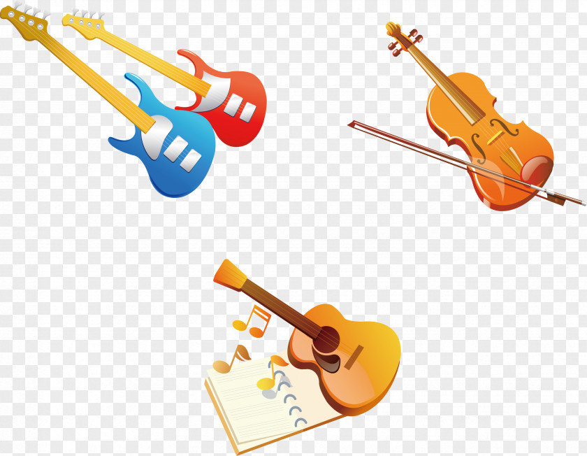 Vector Material Guitar Instrument Violin Musical Illustration PNG