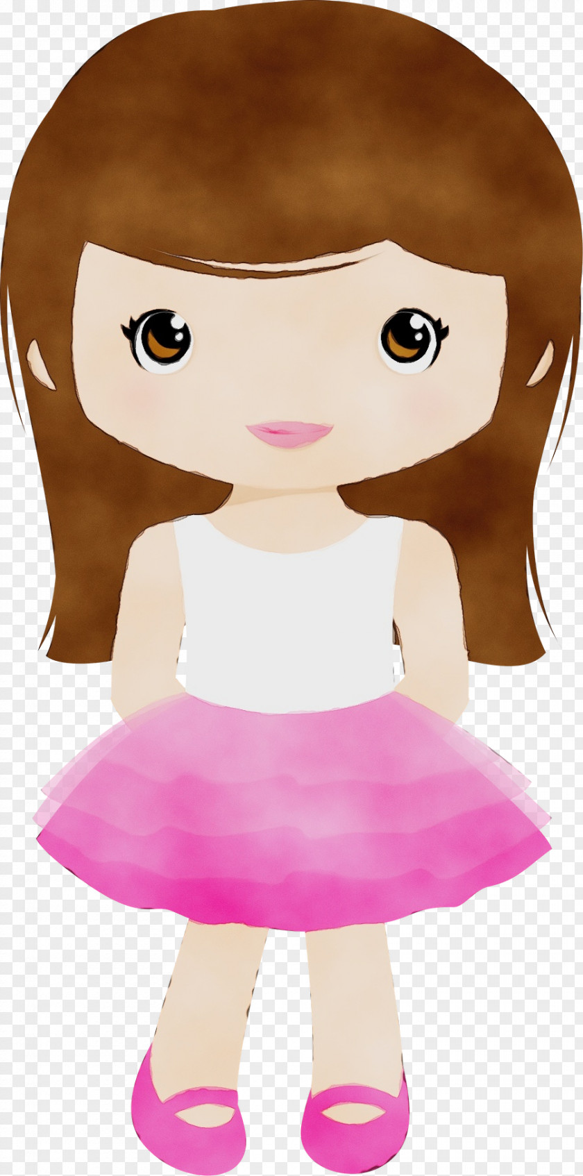 Doll Fictional Character Cartoon Pink Clip Art Animation Brown Hair PNG