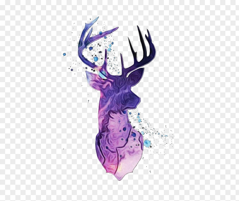Purple Violet Deer Head Drawing PNG