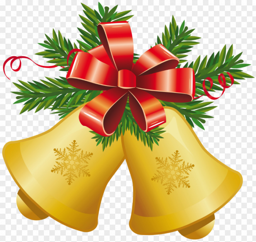 Transparent Christmas Yellow Bells With Red Bow Clipart Jingle Bell Clip Art PNG