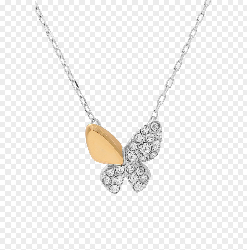 Timetable-butterfly Locket Necklace Silver Body Jewellery Chain PNG