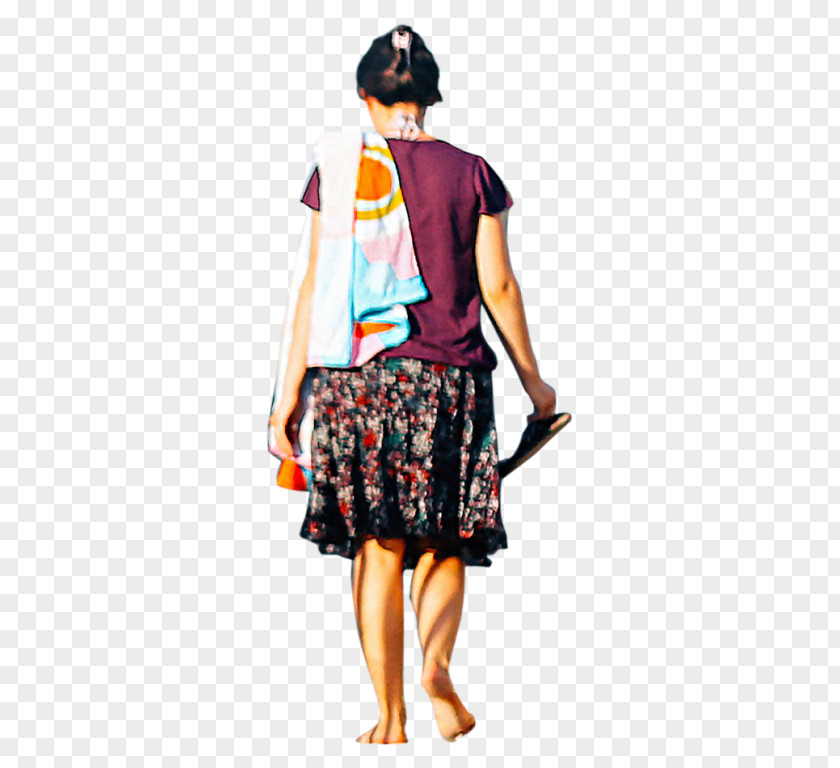 Beach Towel Walking Woman PNG