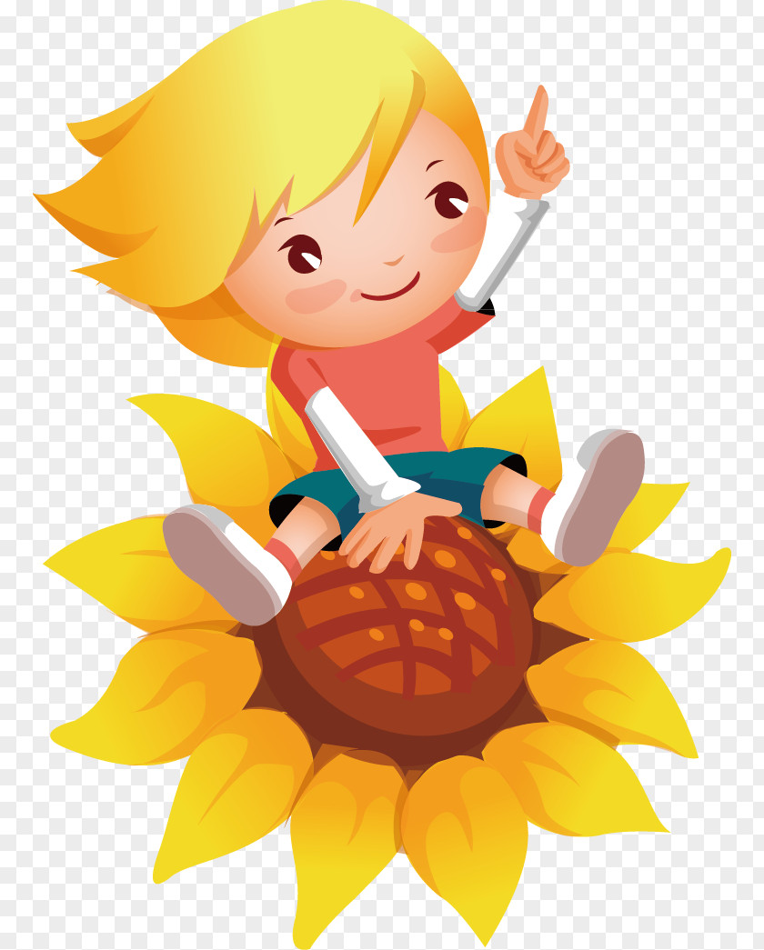 Cartoon Painted Sunflowers Common Sunflower PNG