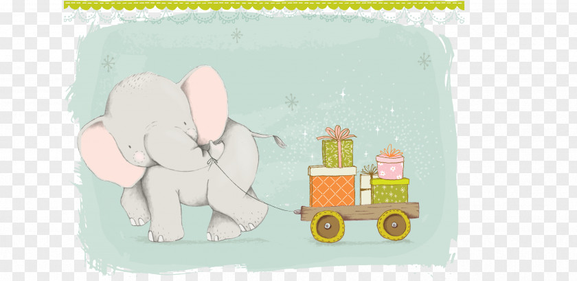 Vector Baby Elephant Paper Cartoon Illustration PNG