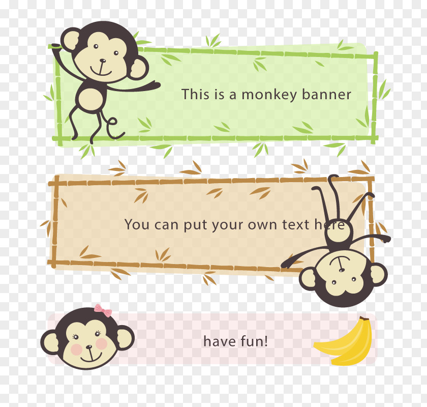 Vector Monkey Sign Download Cartoon Banner PNG