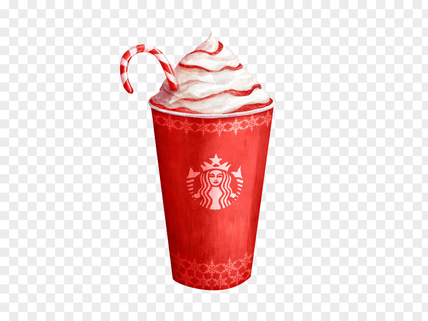 Red Ice Cream Coffee Hot Chocolate Candy Cane Cafe Starbucks PNG