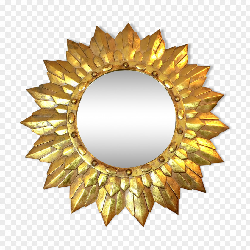 Mirror Ispilu Ganbil Glass Brass Gold Leaf PNG