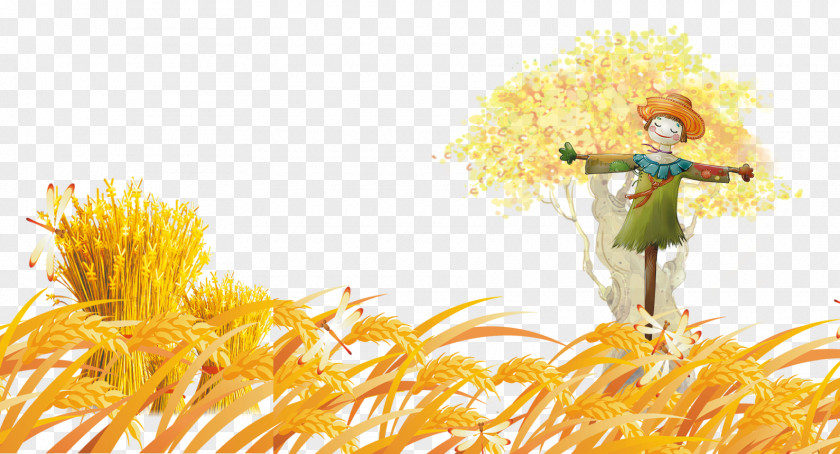 Wheat Sequence Scarecrow Autumn Poster PNG
