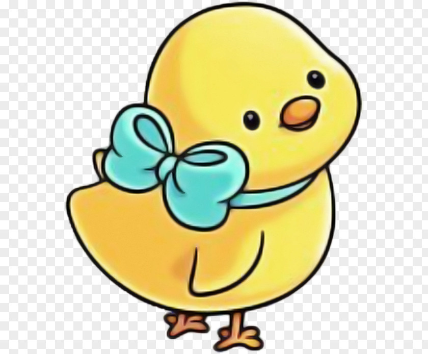 Yellow Cartoon Line Happy Rubber Ducky PNG