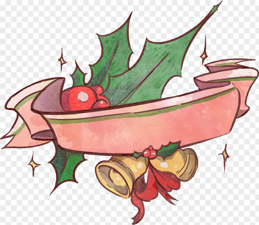 Bandwagon Ribbon Santa Claus Christmas Day Watercolor Painting Download New Year PNG