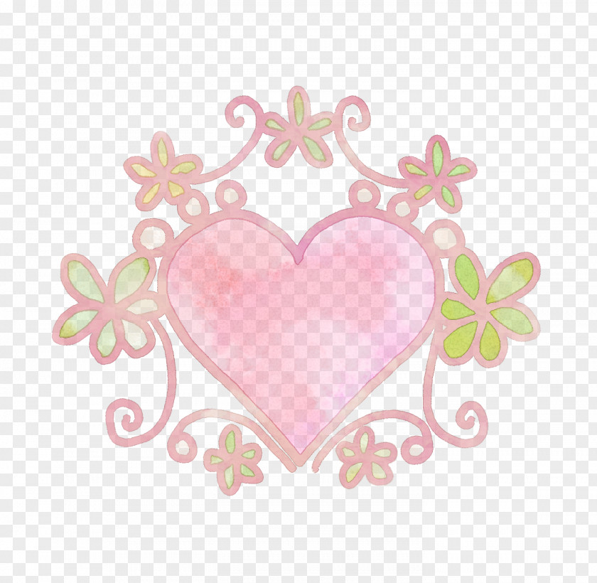 Red Hand-painted Illustration Frame Heart And Flow PNG