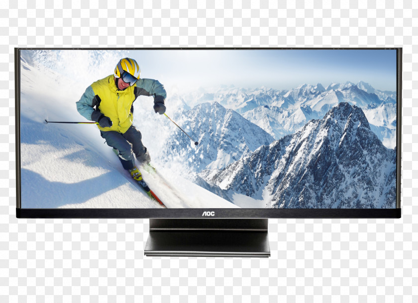 Skiing Computer Monitors 21:9 Aspect Ratio IPS Panel AOC International DisplayPort PNG