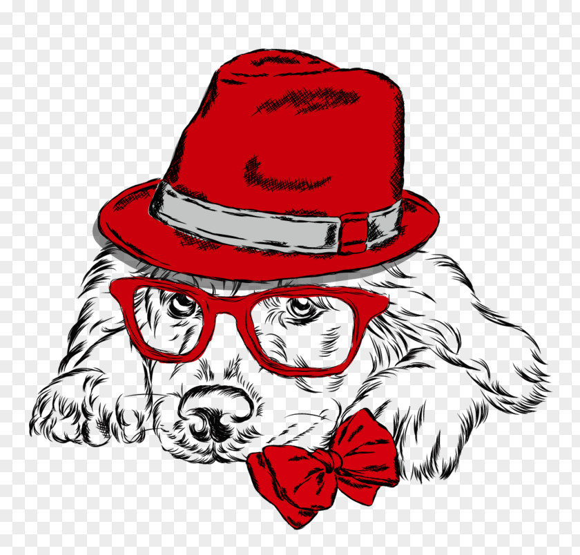 Fashion Hat Dog Puppy Vector Graphics Drawing PNG
