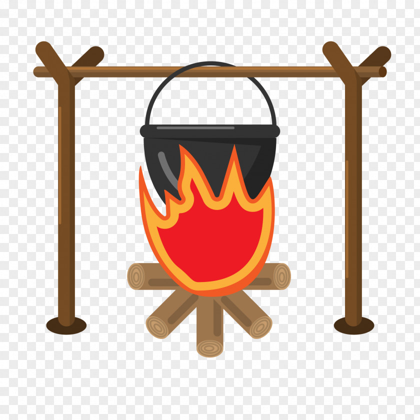 Field With Pot Cooking Barbecue Drawing Cartoon PNG