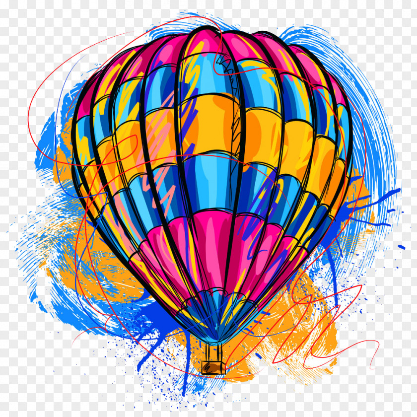 Hot Air Balloon Flight Cartoon Basketball Illustration PNG