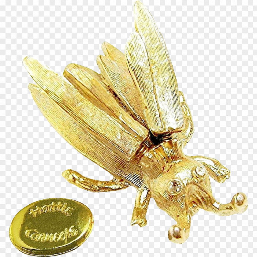 Flying Silk Jewellery Brooch 1940s Gold Pin PNG
