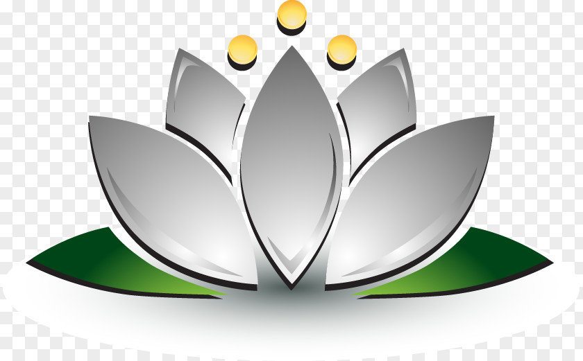 Silver-painted Lotus Green Leaf Pattern Three-dimensional Space Texture Mapping Icon PNG