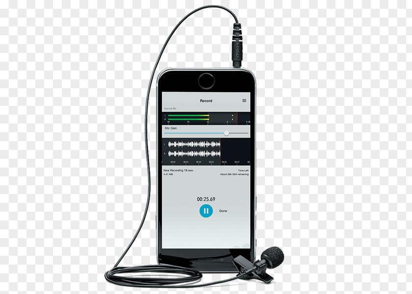 Mobile Phone Interface Lavalier Microphone Audio Shure Connector PNG