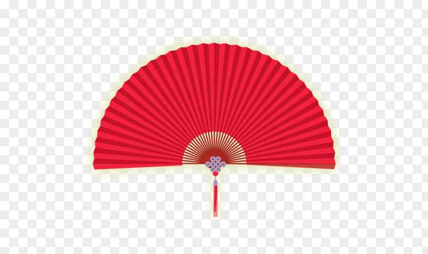 Red Paper Folding Fan Hand PNG