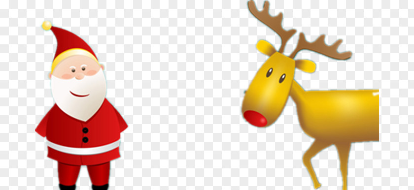 Cartoon Reindeer And Santa Claus Christmas Ornament PNG