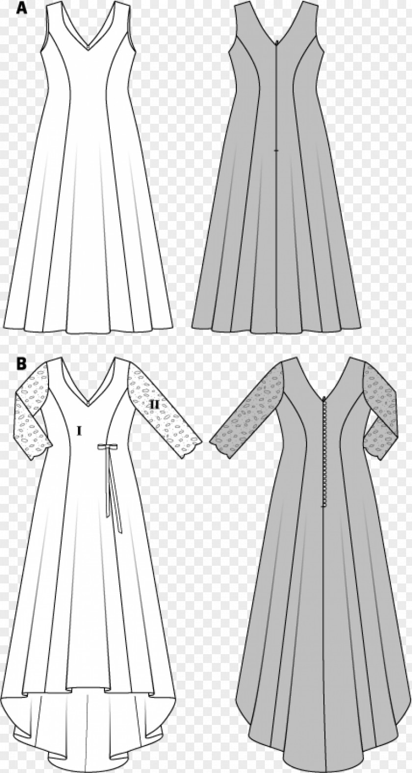 Dress Burda Style Wedding Evening Gown Pattern PNG