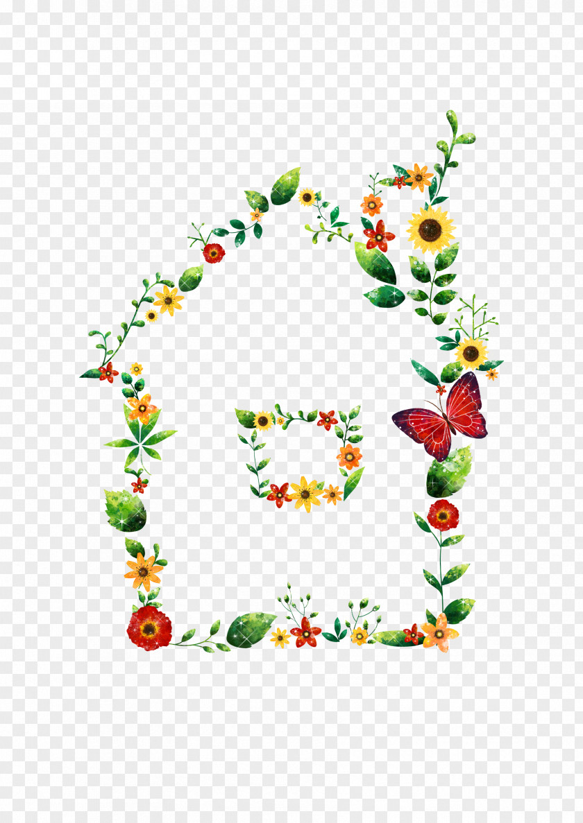 Flower House Cartoon Poster PNG