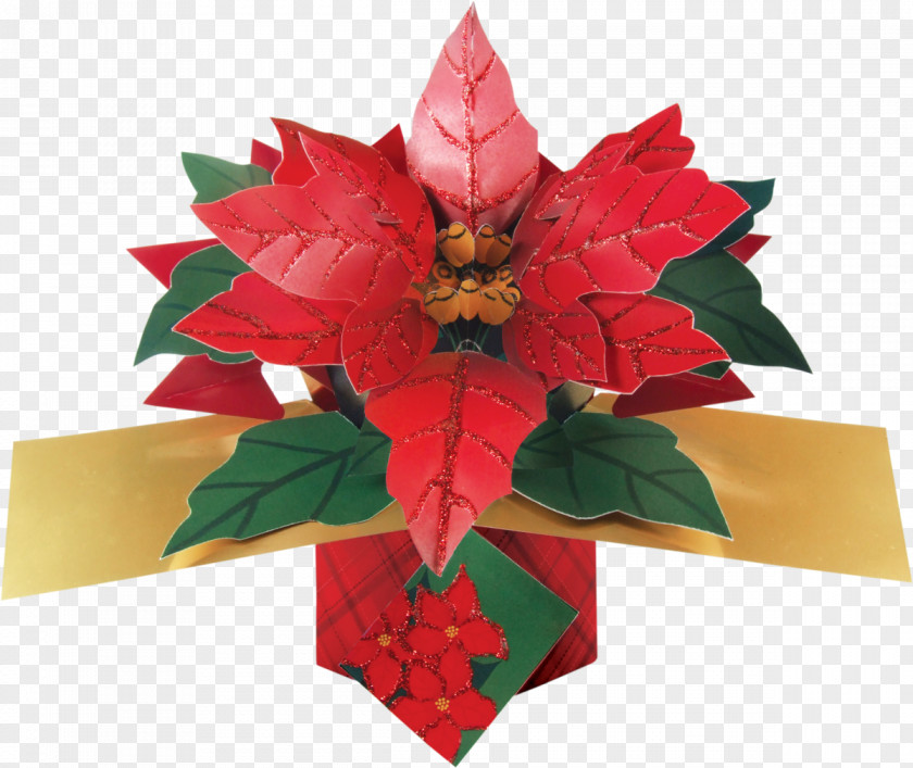 Flower Poinsettia Christmas Gold Gift PNG