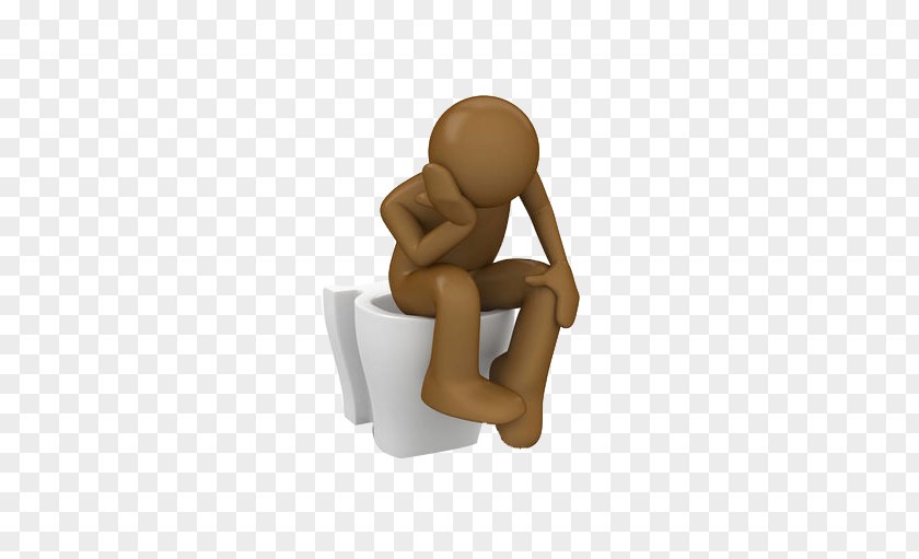 A Person Who Thinks In The Toilet Flush Stock Illustration PNG