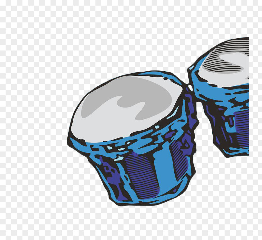 Blue Hand-painted Drums Musical Instrument Marching Band Bongo Drum Illustration PNG