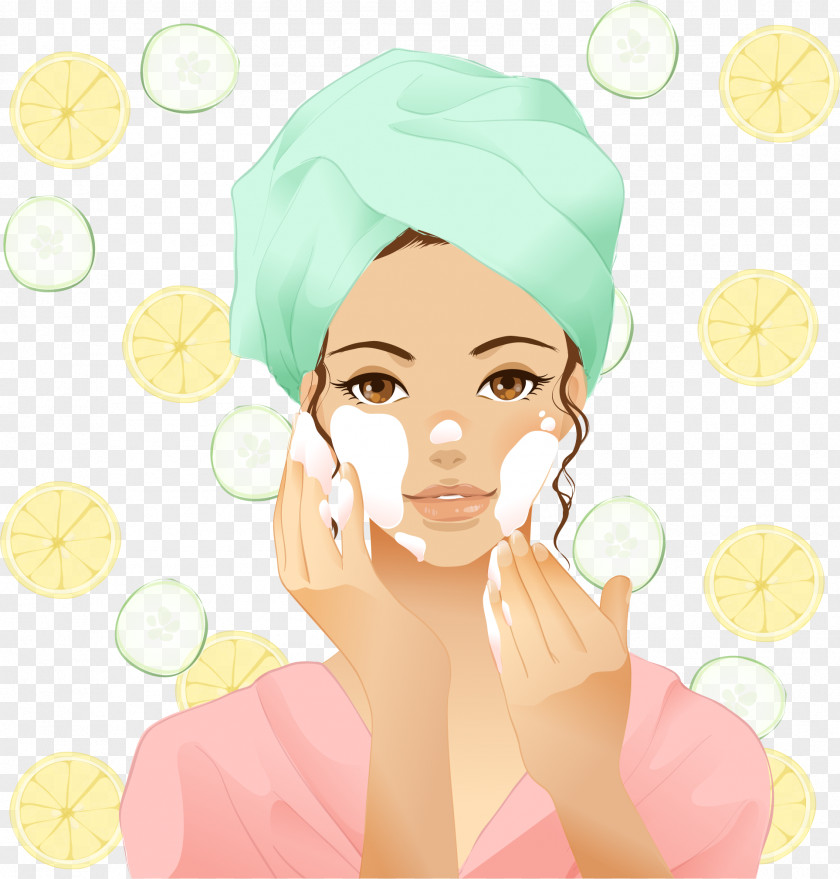 Drawing If(we) PNG If(we), hand painted face girl, woman applying cream on illustration clipart PNG