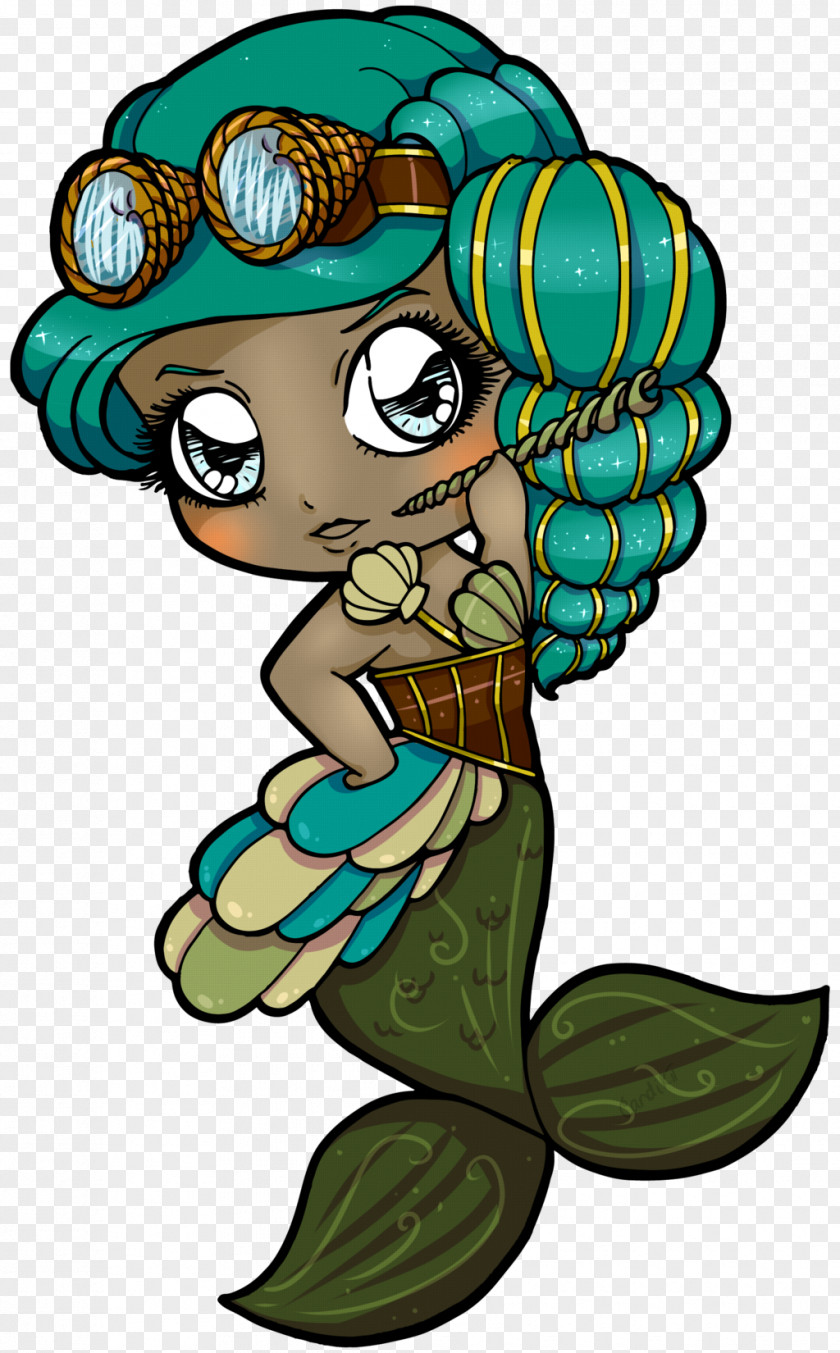 Steampunk Mermaid Clip Art Illustration Drawing Image PNG