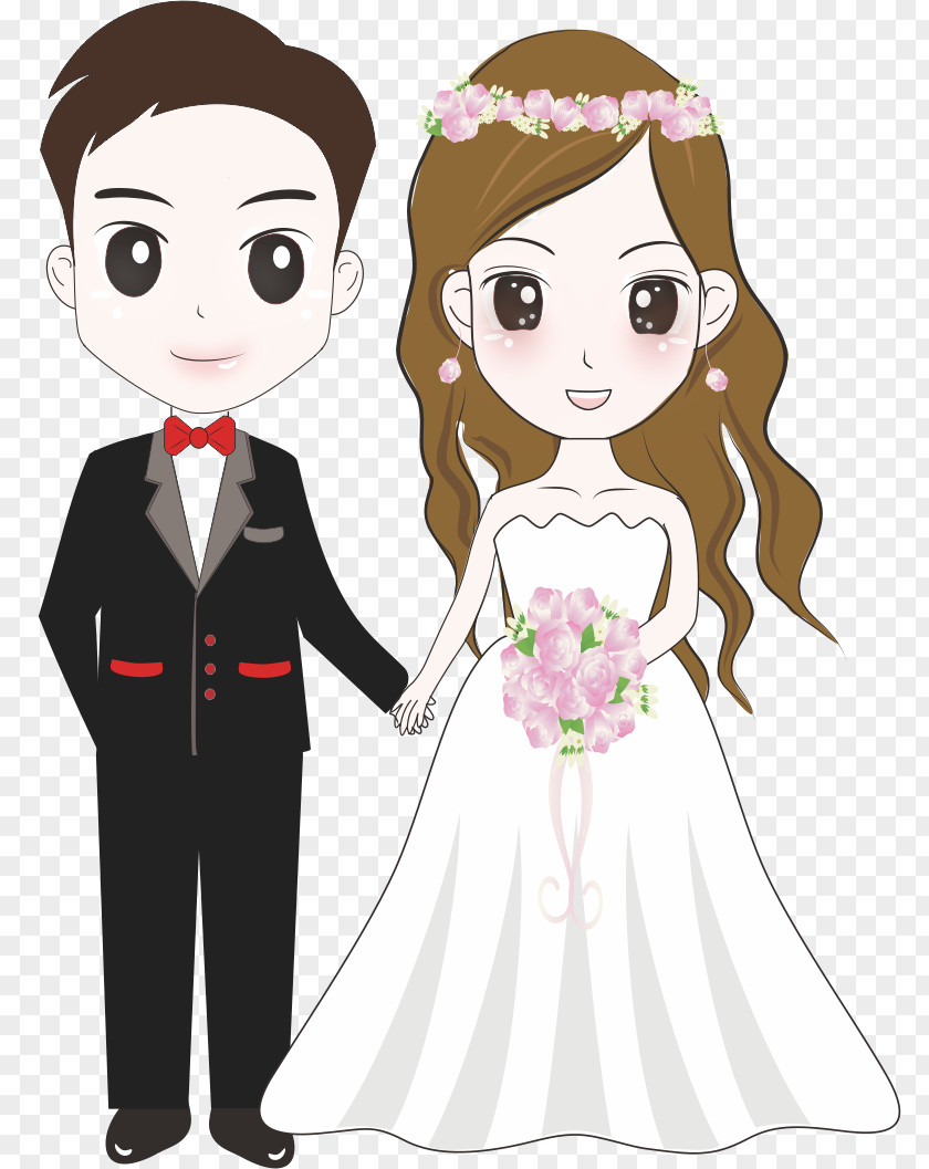 Cartoon Bride And Groom Bridegroom Wedding Illustration PNG