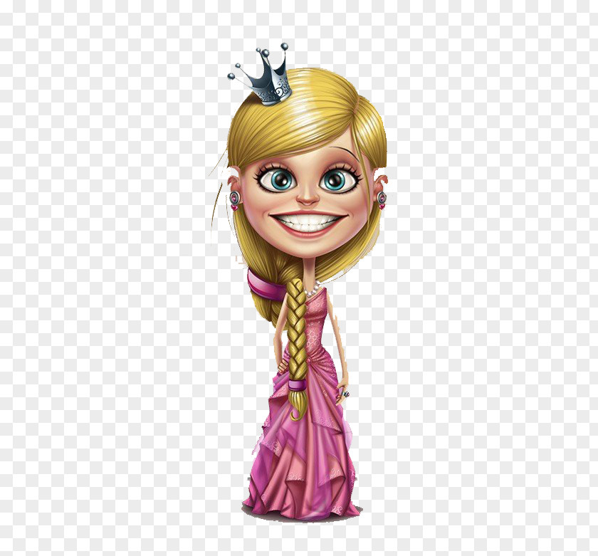 Cartoon Pink Princess Illustration PNG