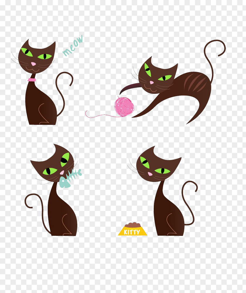 Naughty Kitten Black Cat Cartoon PNG