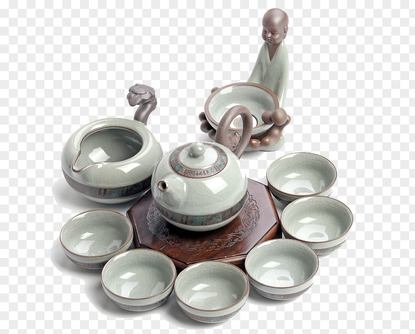 Set Of Ceramic Tea Kung Fu Ru Ge Opening Piece Sets Cup Teapot Gift Box Porcelain Teaware PNG