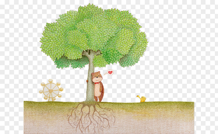 Bear Holding A Tree Graphic Designer Illustration PNG