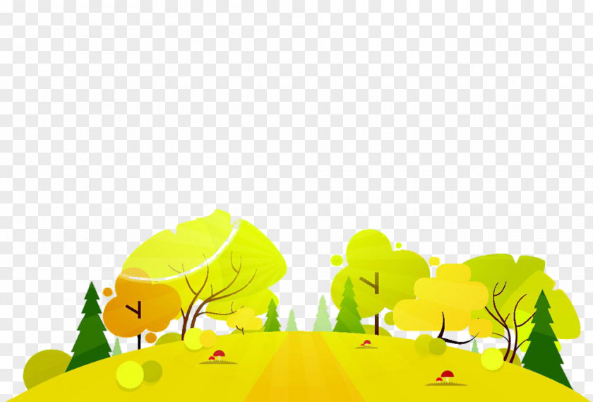 Tree Grass Green Yellow Nature Cartoon Leaf PNG